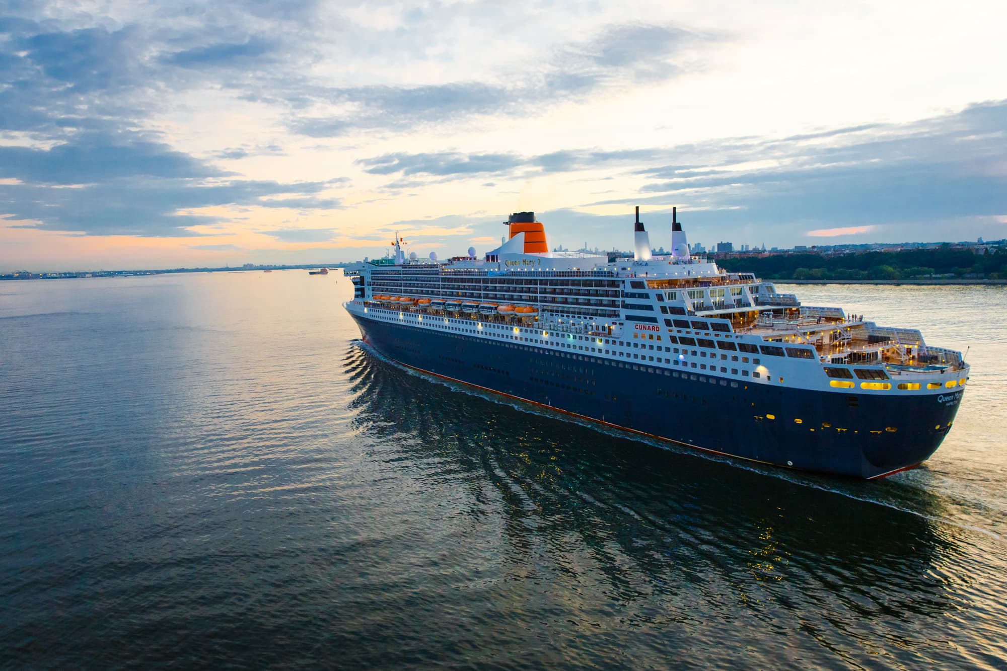 Cunard cruise ship at sea