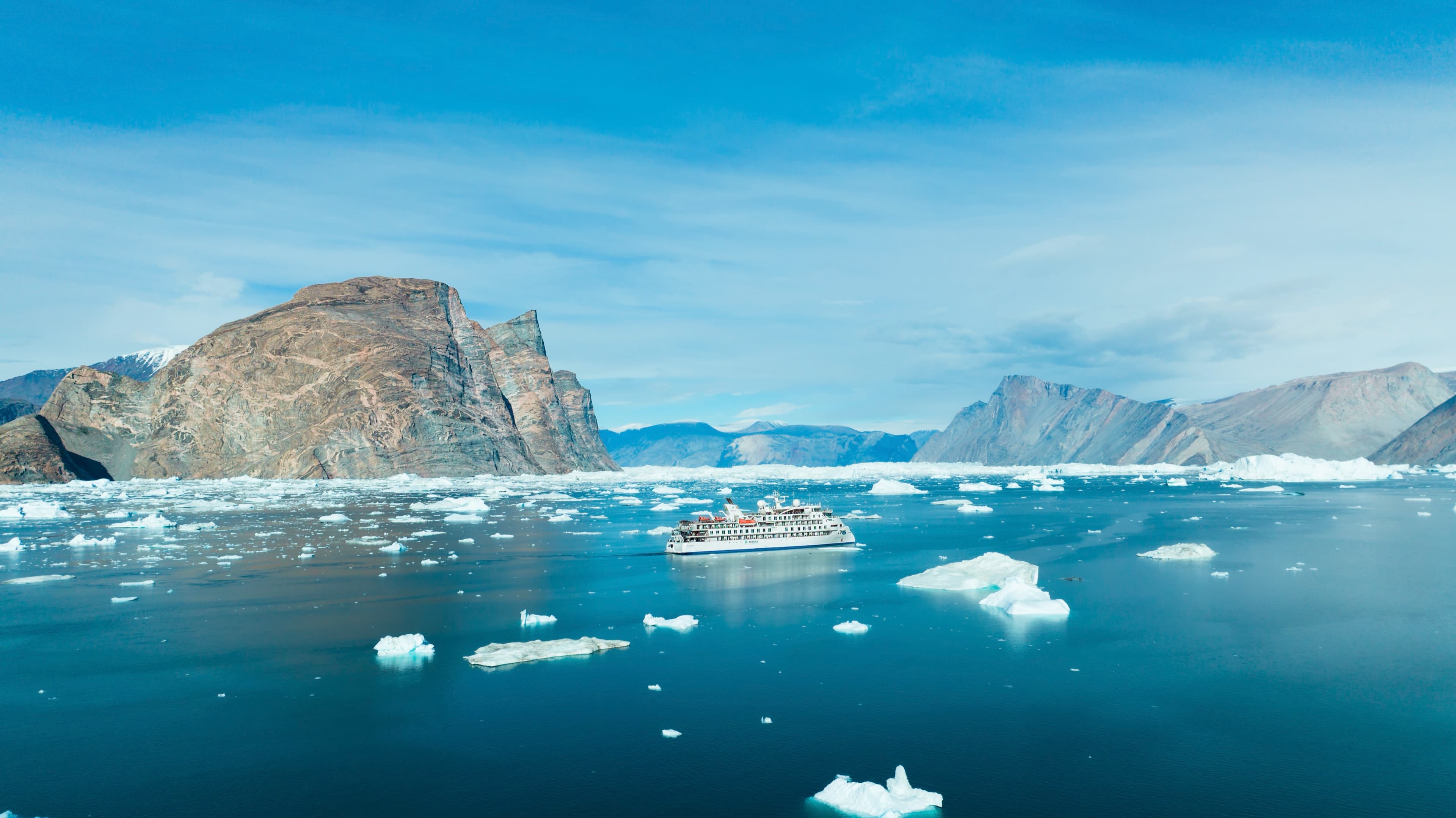 AE Expeditions cruise ship at sea