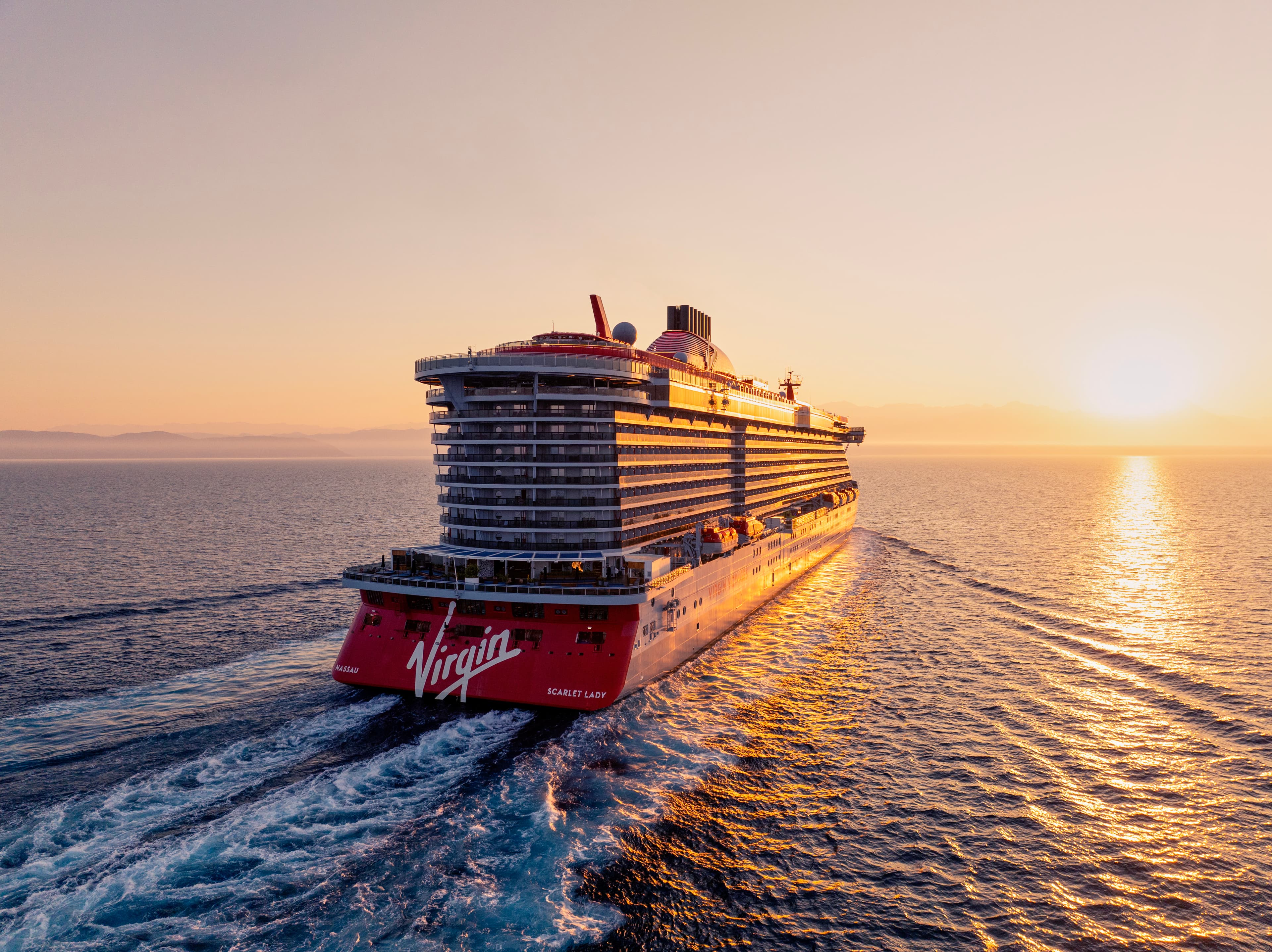 Virgin Voyages cruise ship at sea